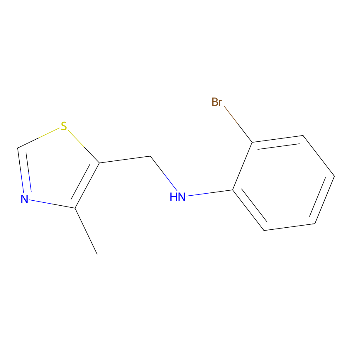 2-bromo-N-[(4-methyl-1,3-thiazol-5-yl)methyl]aniline molecular structure, CAS 1483409-35-3