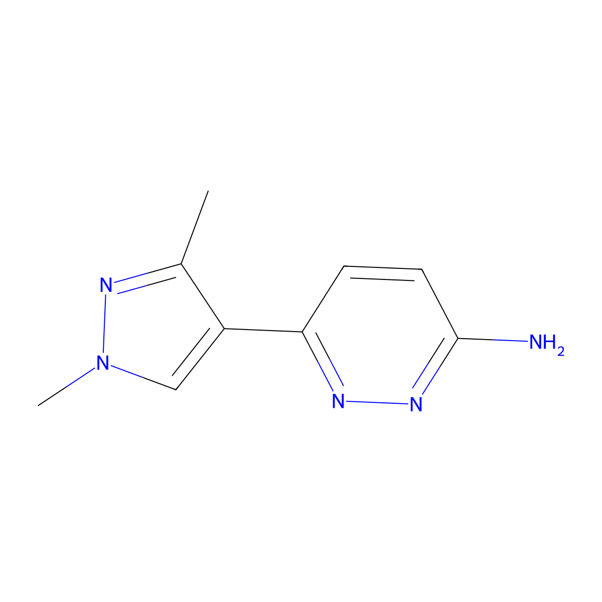 6-(1,3-dimethyl-1H-pyrazol-4-yl)pyridazin-3-amine molecular structure, CAS 1483414-12-5