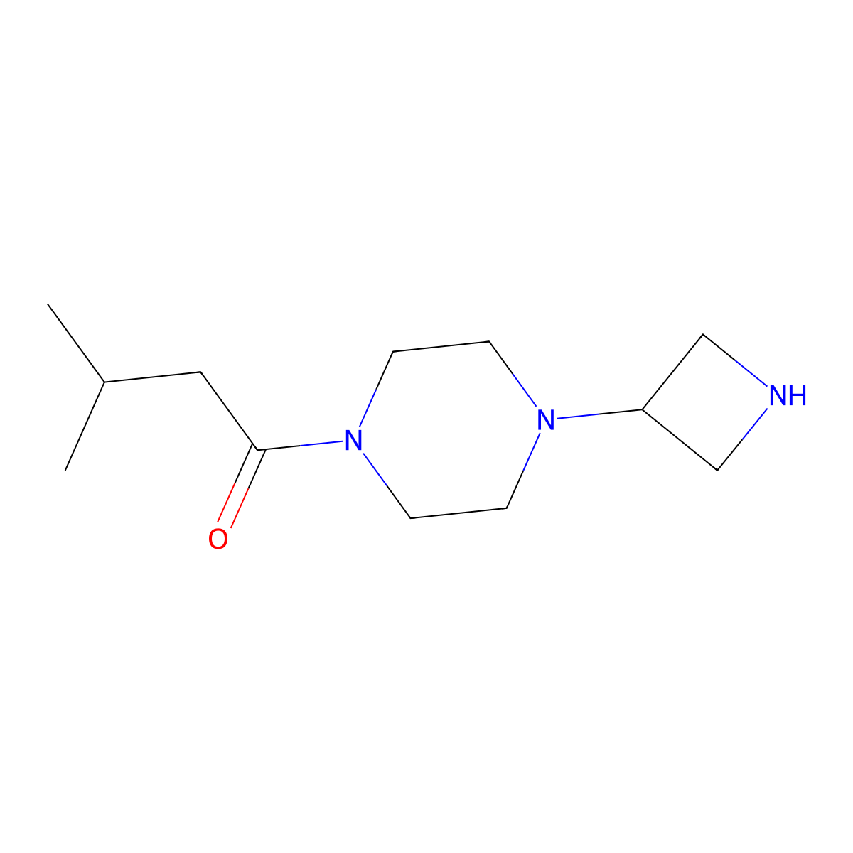 1-(4-(Azetidin-3-yl)piperazin-1-yl)-3-methylbutan-1-one molecular structure, CAS 1483414-14-7
