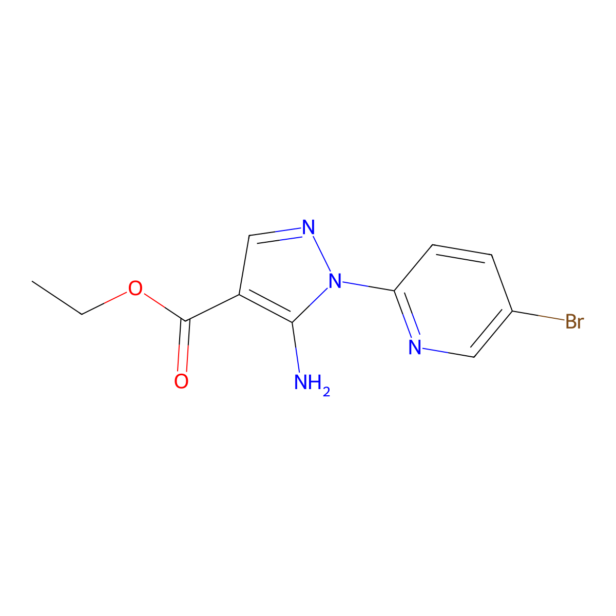 ethyl 5-amino-1-(5-bromopyridin-2-yl)-1H-pyrazole-4-carboxylate molecular structure, CAS 1483416-17-6