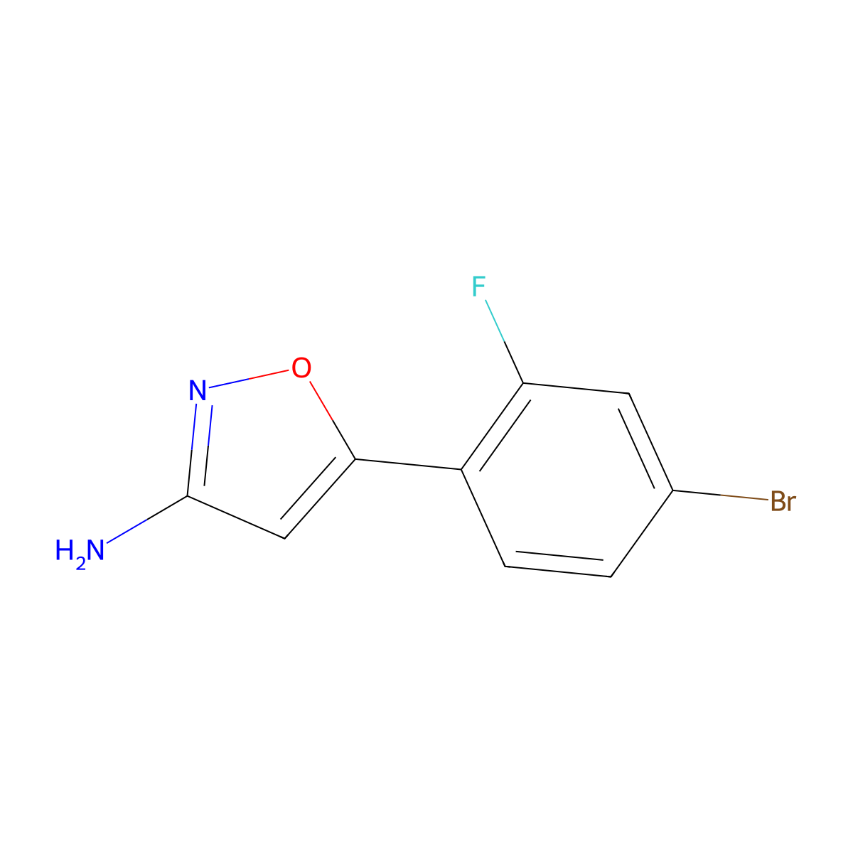 5-(4-Bromo-2-fluorophenyl)isoxazol-3-amine molecular structure, CAS 1483418-09-2