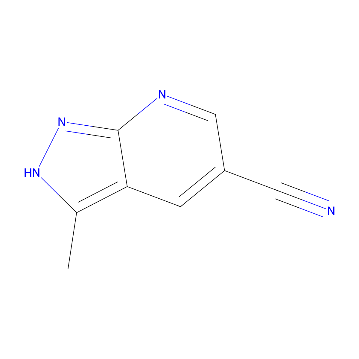 3-Methyl-1H-pyrazolo[3,4-b]pyridine-5-carbonitrile molecular structure, CAS 1483428-81-4