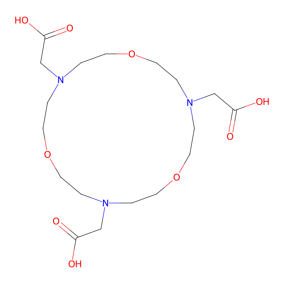 2,2',2''-(1,7,13-Trioxa-4,10,16-triazacyclooctadecane-4,10,16-triyl)triacetic acid molecular structure, CAS 148345-96-4