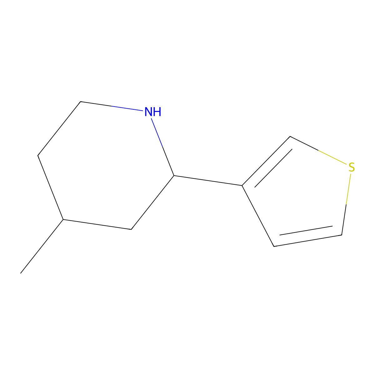 4-Methyl-2-(thiophen-3-yl)piperidine molecular structure, CAS 1483471-58-4