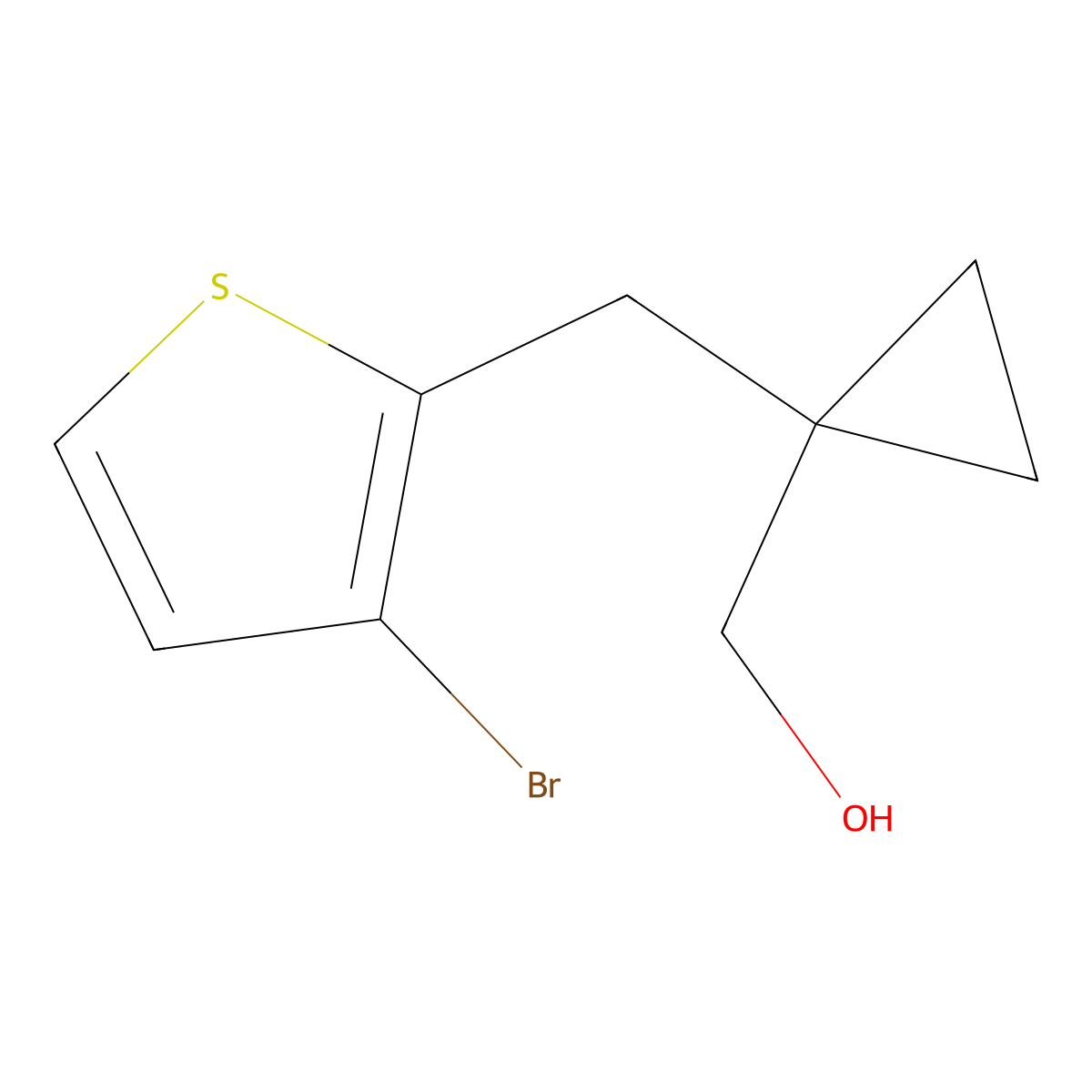 (1-((3-Bromothiophen-2-yl)methyl)cyclopropyl)methanol molecular structure, CAS 1483472-29-2