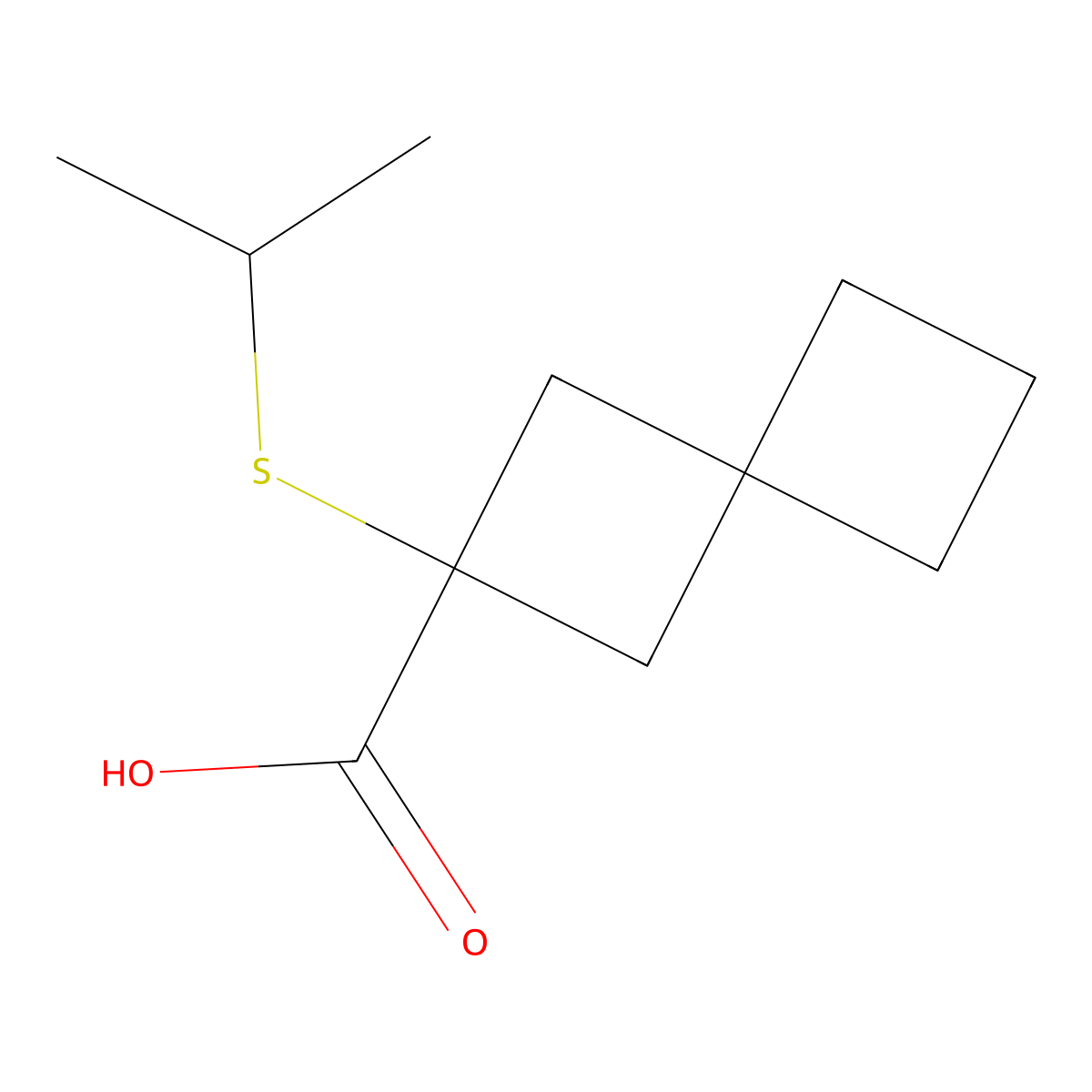 2-(Propan-2-ylsulfanyl)spiro[3.3]heptane-2-carboxylic acid molecular structure, CAS 1483480-58-5