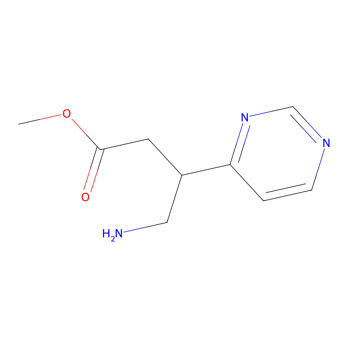 Methyl 4-amino-3-(pyrimidin-4-yl)butanoate molecular structure, CAS 1483488-21-6
