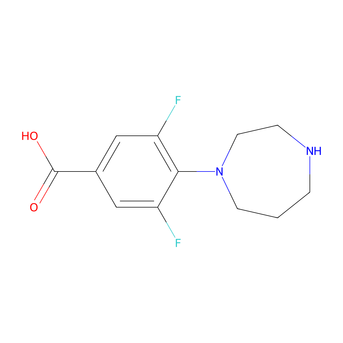 4-(1,4-Diazepan-1-yl)-3,5-difluorobenzoic acid molecular structure, CAS 1483512-66-8