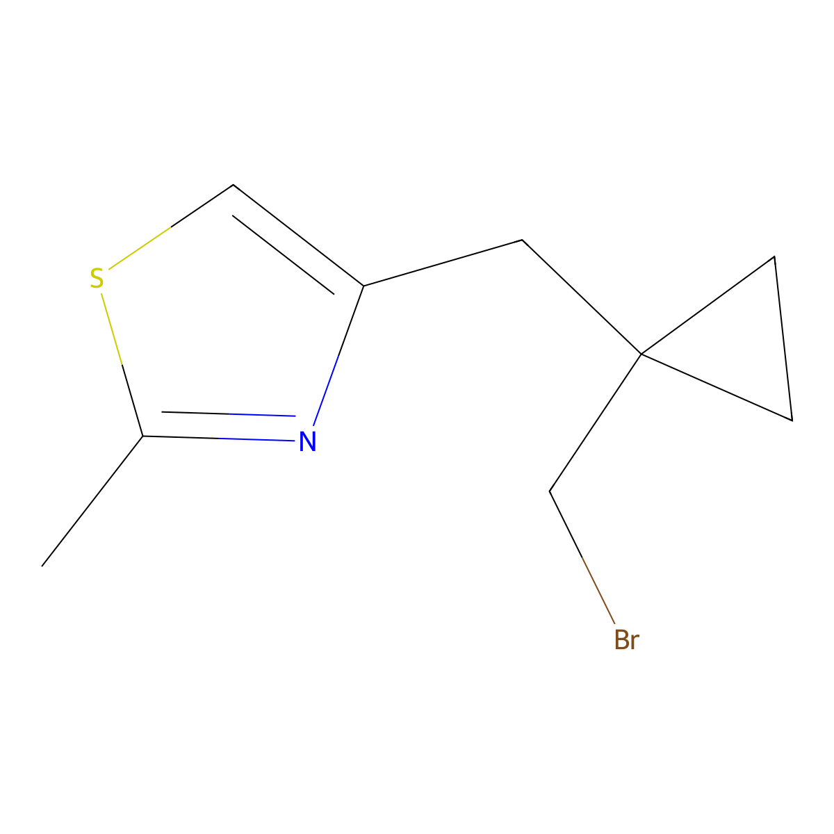 4-{[1-(Bromomethyl)cyclopropyl]methyl}-2-methyl-1,3-thiazole molecular structure, CAS 1483513-32-1