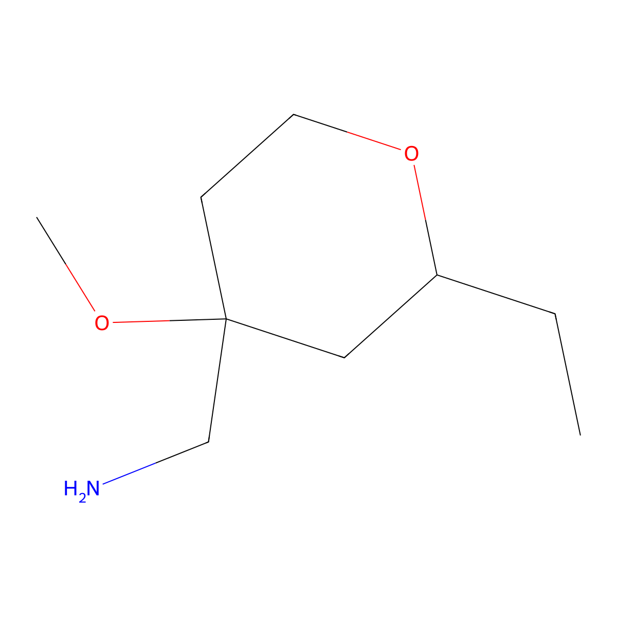 (2-Ethyl-4-methoxyoxan-4-yl)methanamine molecular structure, CAS 1483551-78-5