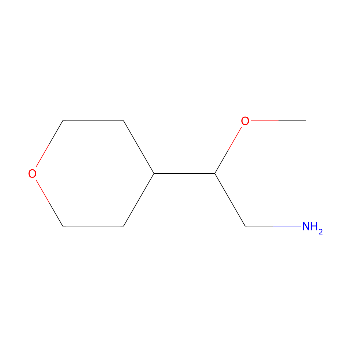 2-Methoxy-2-(oxan-4-yl)ethan-1-amine molecular structure, CAS 1483554-18-2