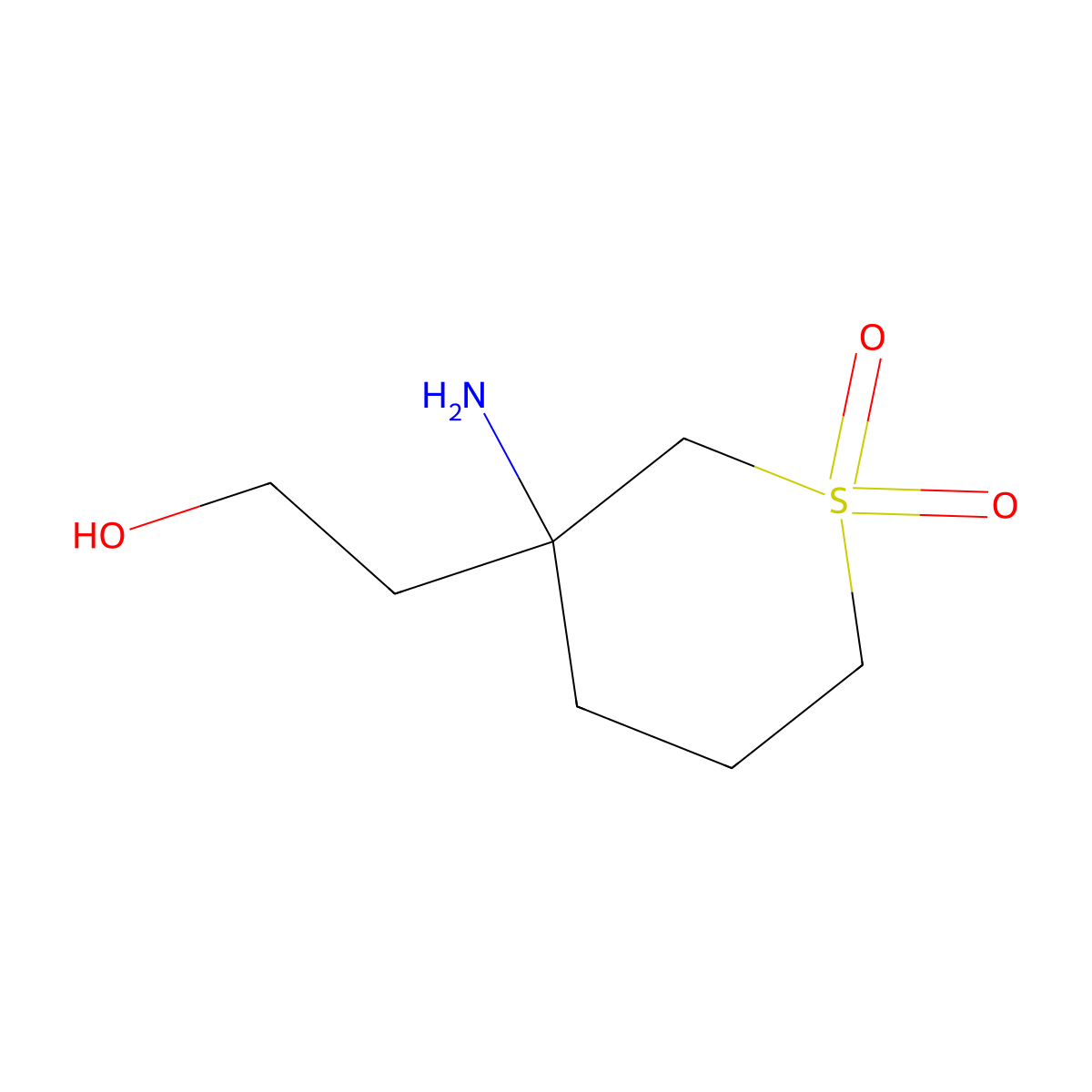 3-Amino-3-(2-hydroxyethyl)-1lambda6-thiane-1,1-dione molecular structure, CAS 1483581-08-3