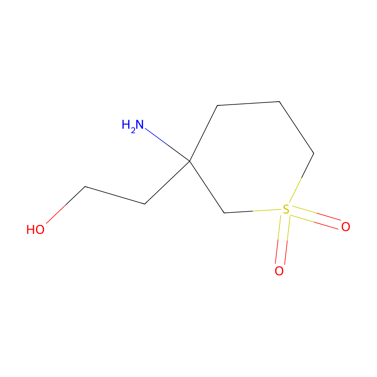 3-Amino-3-(2-hydroxyethyl)-1lambda6-thiane-1,1-dione molecular structure, CAS 1483581-08-3