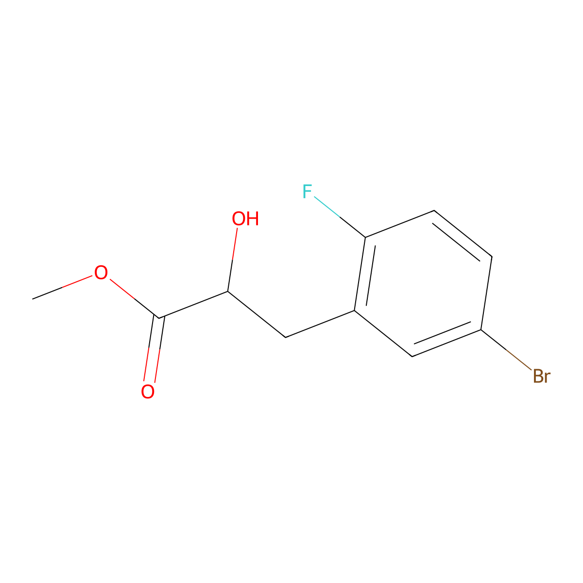 Methyl 3-(5-bromo-2-fluorophenyl)-2-hydroxypropanoate molecular structure, CAS 1483581-11-8