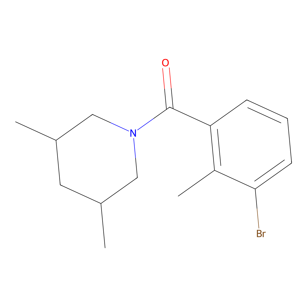 (3-Bromo-2-methylphenyl)(3,5-dimethyl-1-piperidinyl)methanone molecular structure, CAS 1483582-71-3