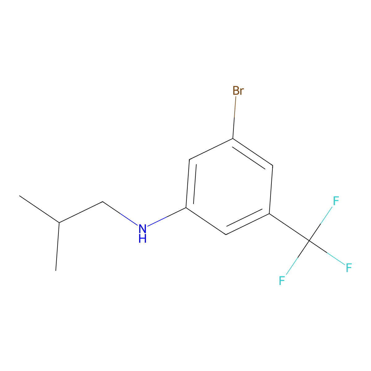 3-bromo-N-(2-methylpropyl)-5-(trifluoromethyl)aniline molecular structure, CAS 1483585-71-2