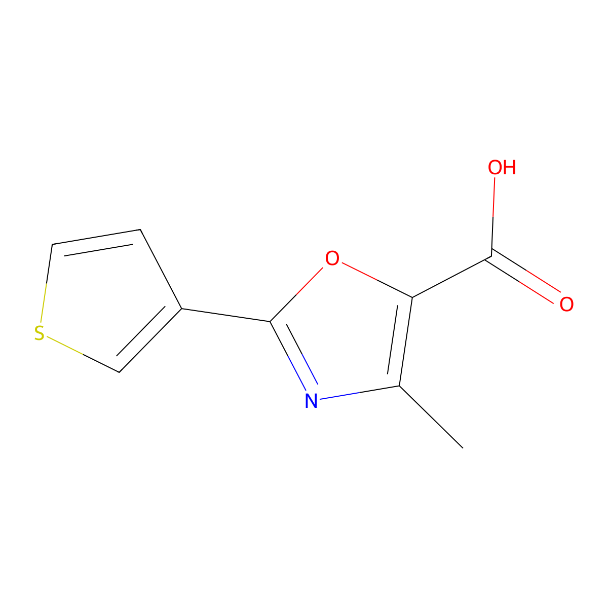 4-Methyl-2-thiophen-3-yl-1,3-oxazole-5-carboxylic acid molecular structure, CAS 1483598-59-9