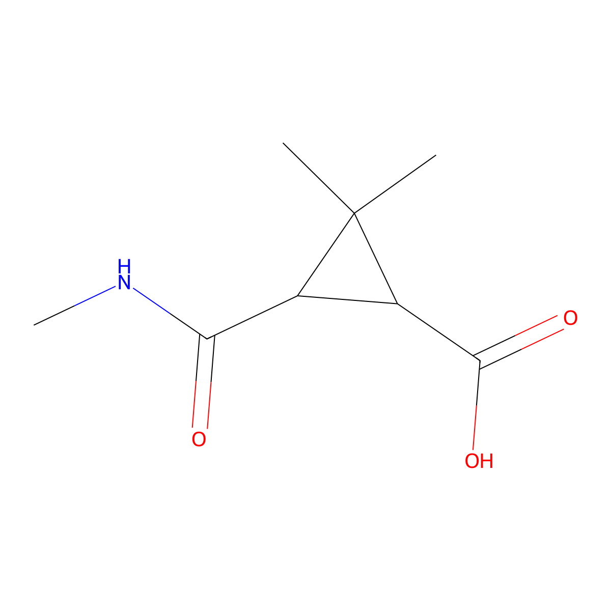 2,2-Dimethyl-3-(methylcarbamoyl)cyclopropanecarboxylic acid molecular structure, CAS 1483615-00-4