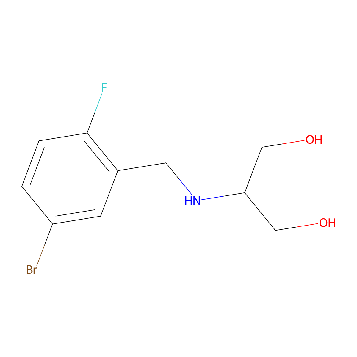 2-{[(5-Bromo-2-fluorophenyl)methyl]amino}propane-1,3-diol molecular structure, CAS 1483651-52-0