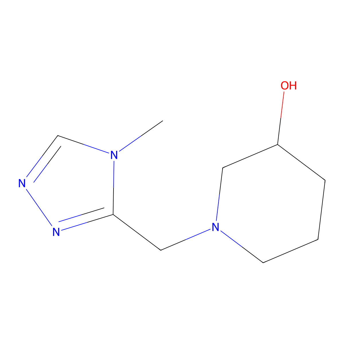 1-[(4-methyl-4H-1,2,4-triazol-3-yl)methyl]piperidin-3-ol molecular structure, CAS 1483659-05-7
