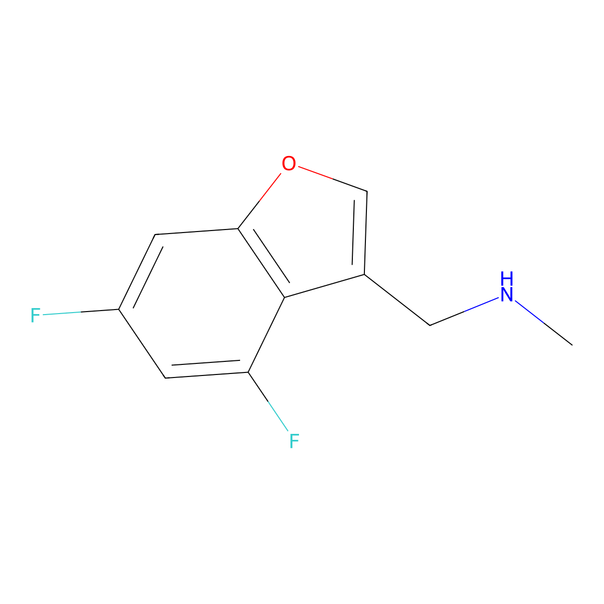 [(4,6-Difluoro-1-benzofuran-3-yl)methyl](methyl)amine molecular structure, CAS 1483696-26-9