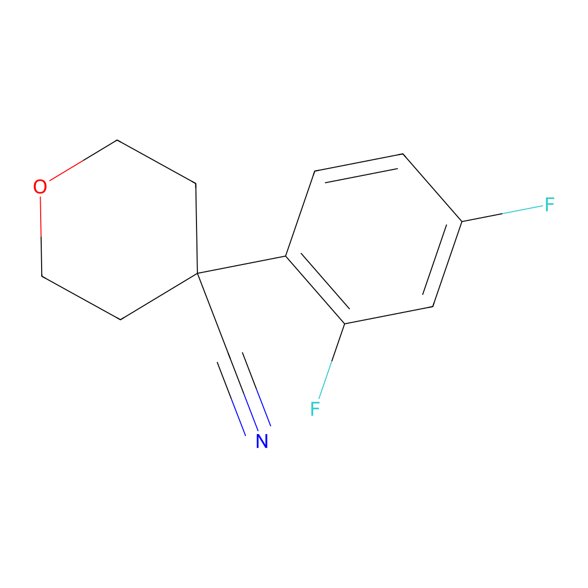 4-(2,4-Difluorophenyl)oxane-4-carbonitrile molecular structure, CAS 1483712-81-7