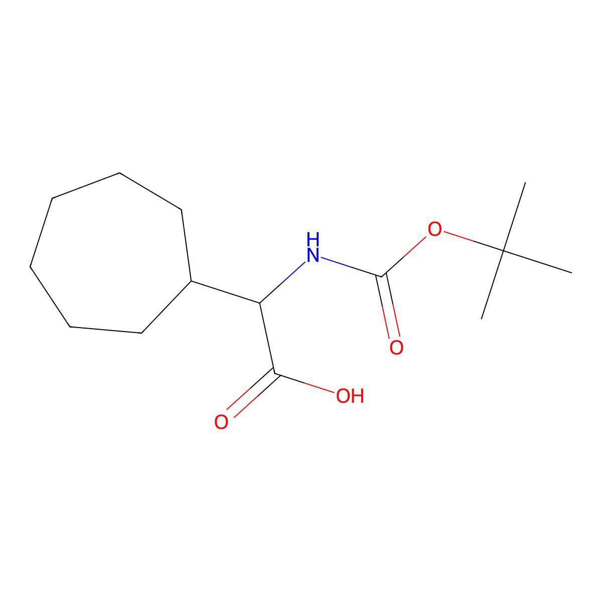 2-{[(Tert-butoxy)carbonyl]amino}-2-cycloheptylacetic acid molecular structure, CAS 1483729-29-8