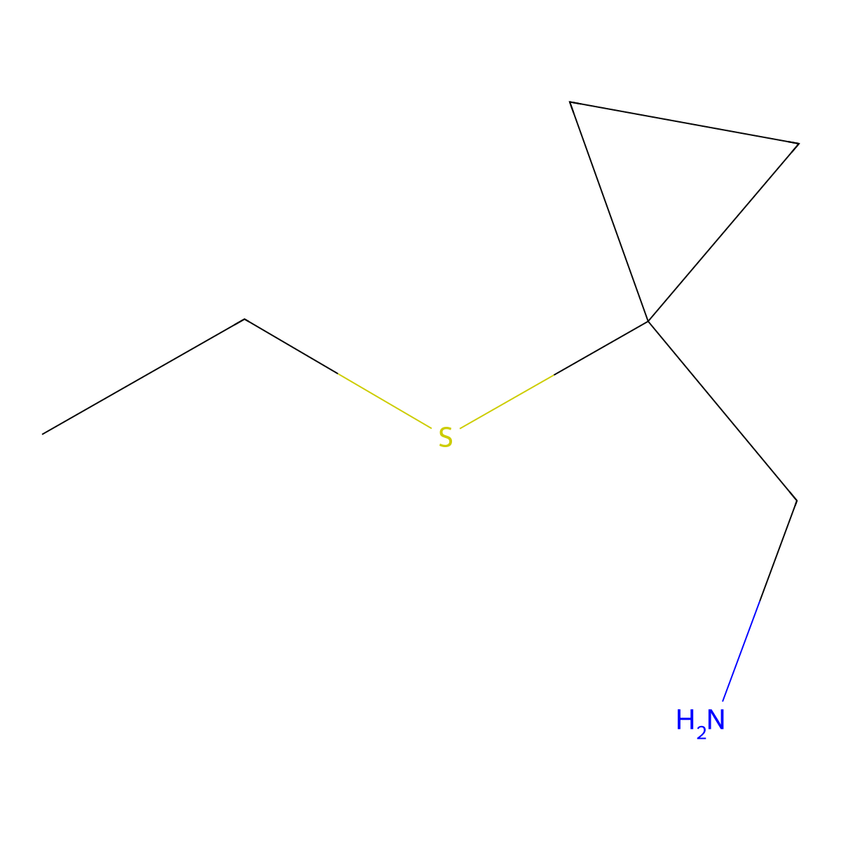(1-(Ethylsulfanyl)cyclopropyl)methanamine molecular structure, CAS 1483740-60-8
