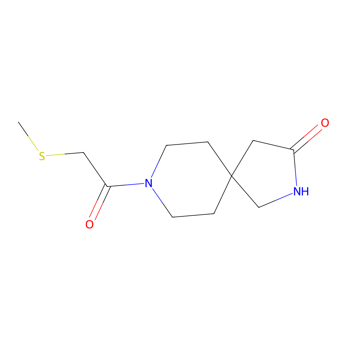 8-(2-(Methylthio)acetyl)-2,8-diazaspiro[4.5]decan-3-one molecular structure, CAS 1483760-52-6