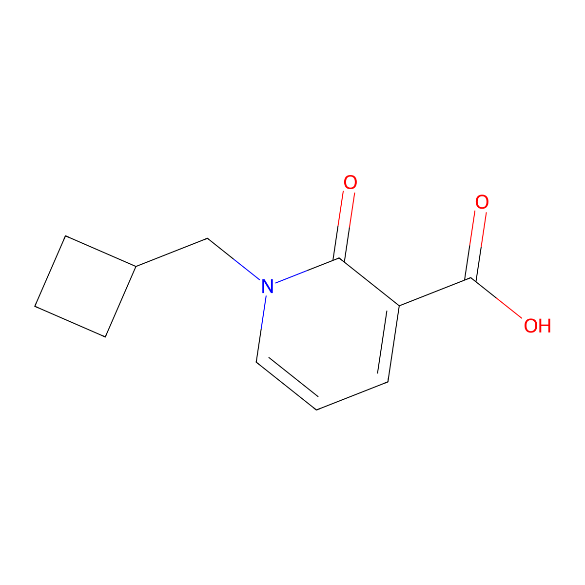 1-(Cyclobutylmethyl)-2-oxo-1,2-dihydropyridine-3-carboxylic acid molecular structure, CAS 1483764-25-5