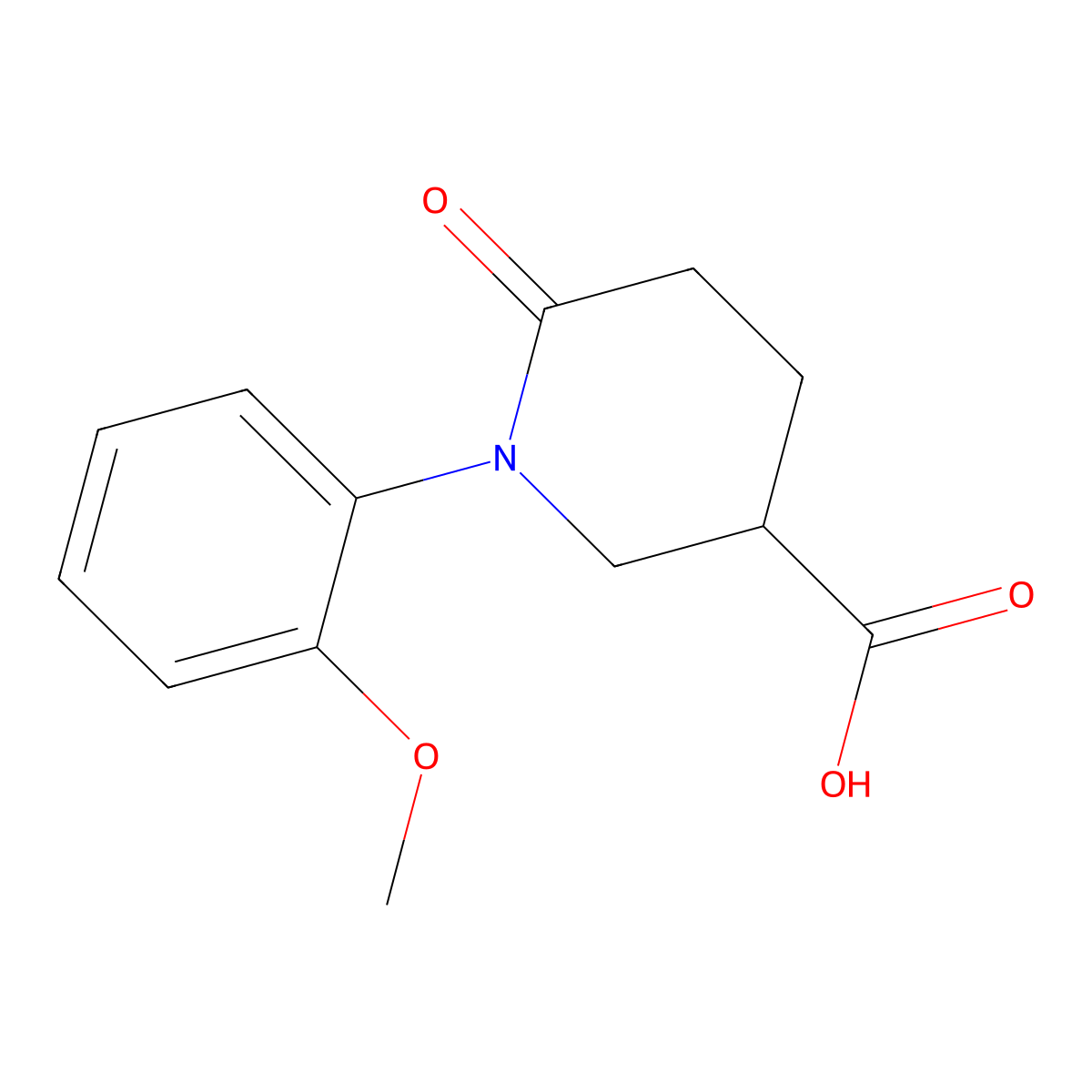 1-(2-Methoxyphenyl)-6-oxopiperidine-3-carboxylic acid molecular structure, CAS 1483768-62-2