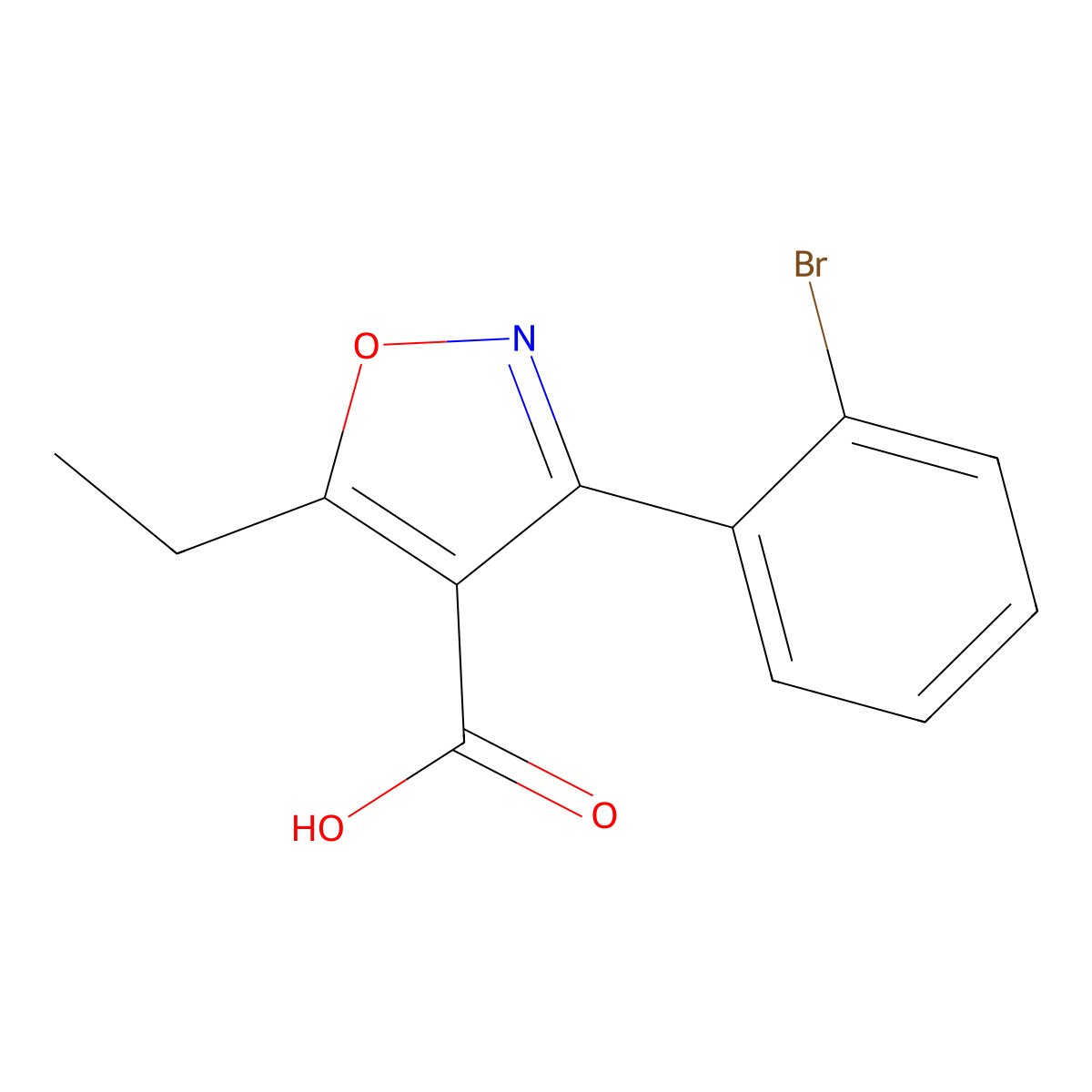 3-(2-Bromophenyl)-5-ethylisoxazole-4-carboxylic acid molecular structure, CAS 1483771-46-5