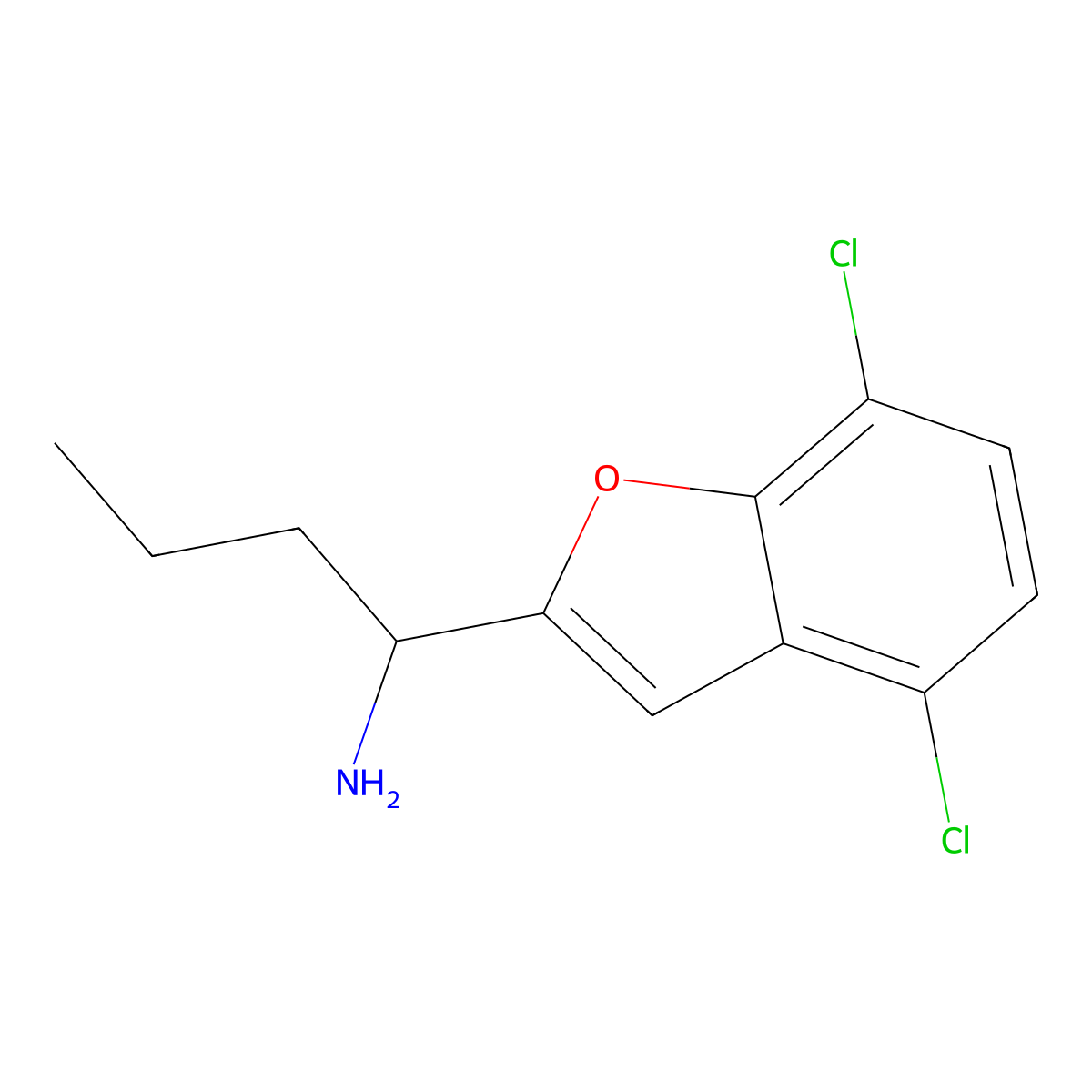 1-(4,7-Dichlorobenzofuran-2-yl)butan-1-amine molecular structure, CAS 1483778-45-5