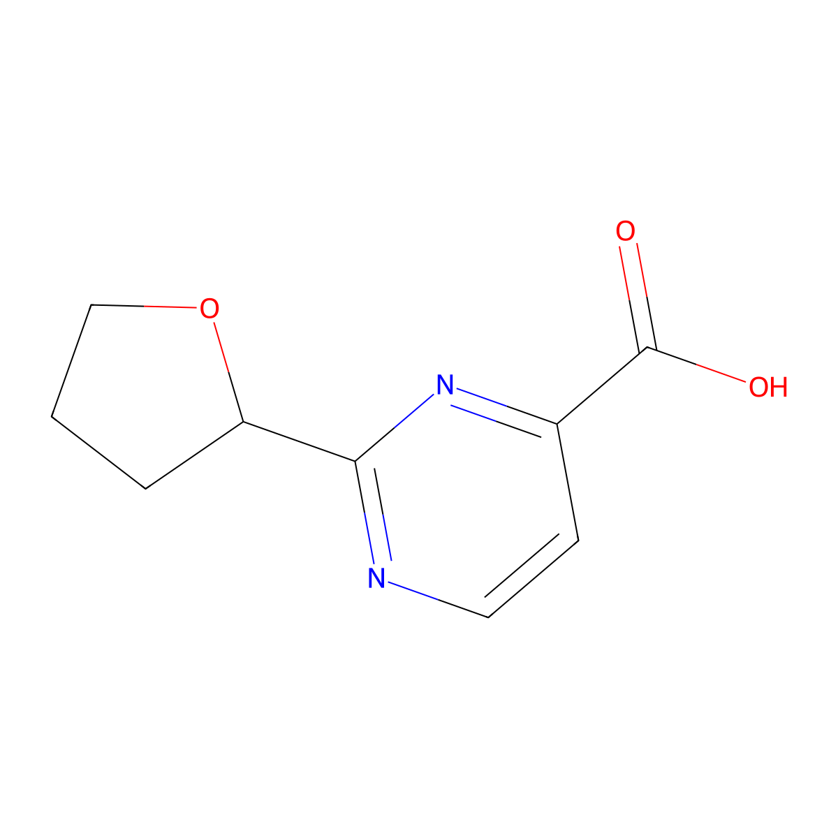 2-(Oxolan-2-yl)pyrimidine-4-carboxylic acid molecular structure, CAS 1483797-49-4