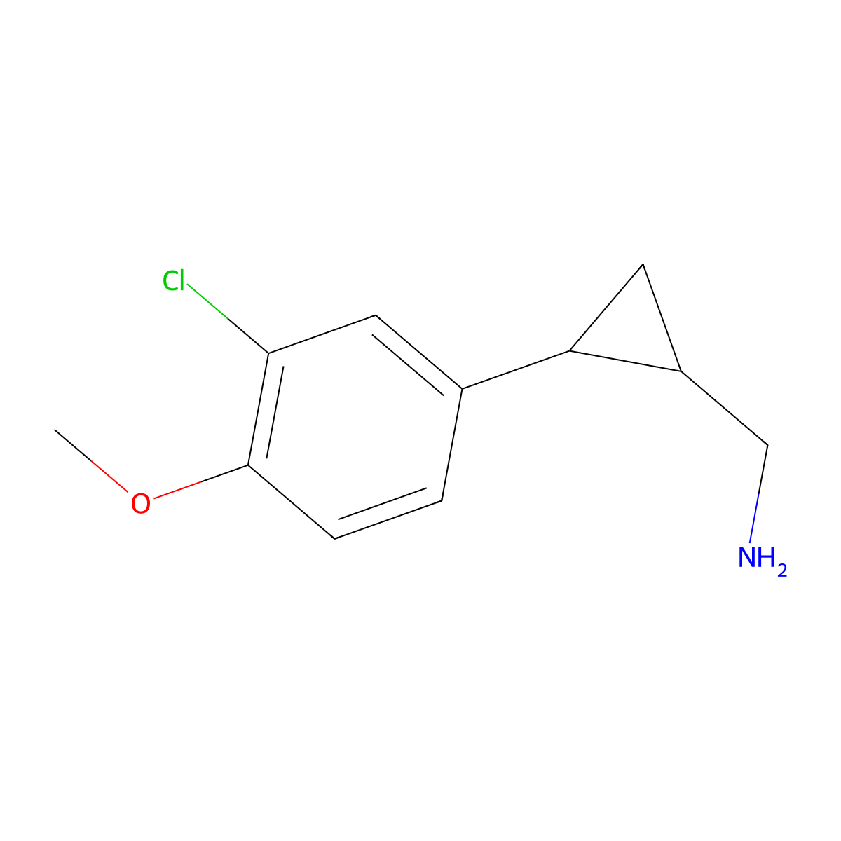 (2-(3-Chloro-4-methoxyphenyl)cyclopropyl)methanamine molecular structure, CAS 1483797-67-6