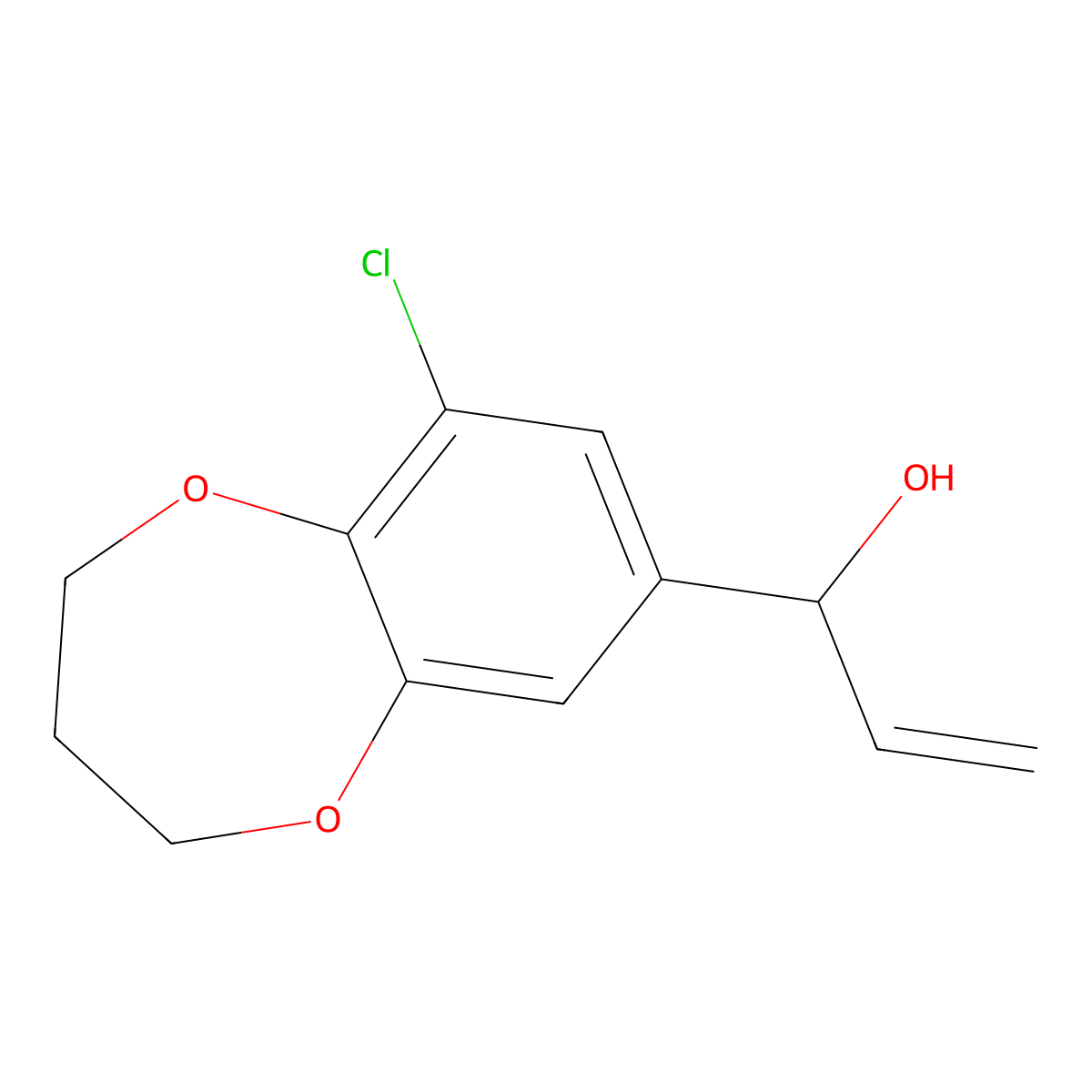 1-(9-chloro-3,4-dihydro-2H-1,5-benzodioxepin-7-yl)prop-2-en-1-ol molecular structure, CAS 1483798-97-5