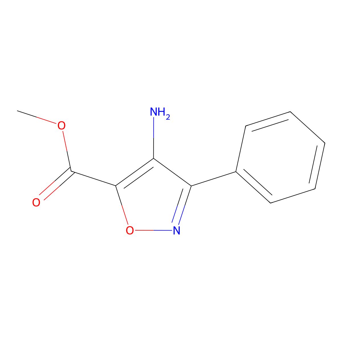 Methyl 4-amino-3-phenyl-1,2-oxazole-5-carboxylate molecular structure, CAS 14838-23-4