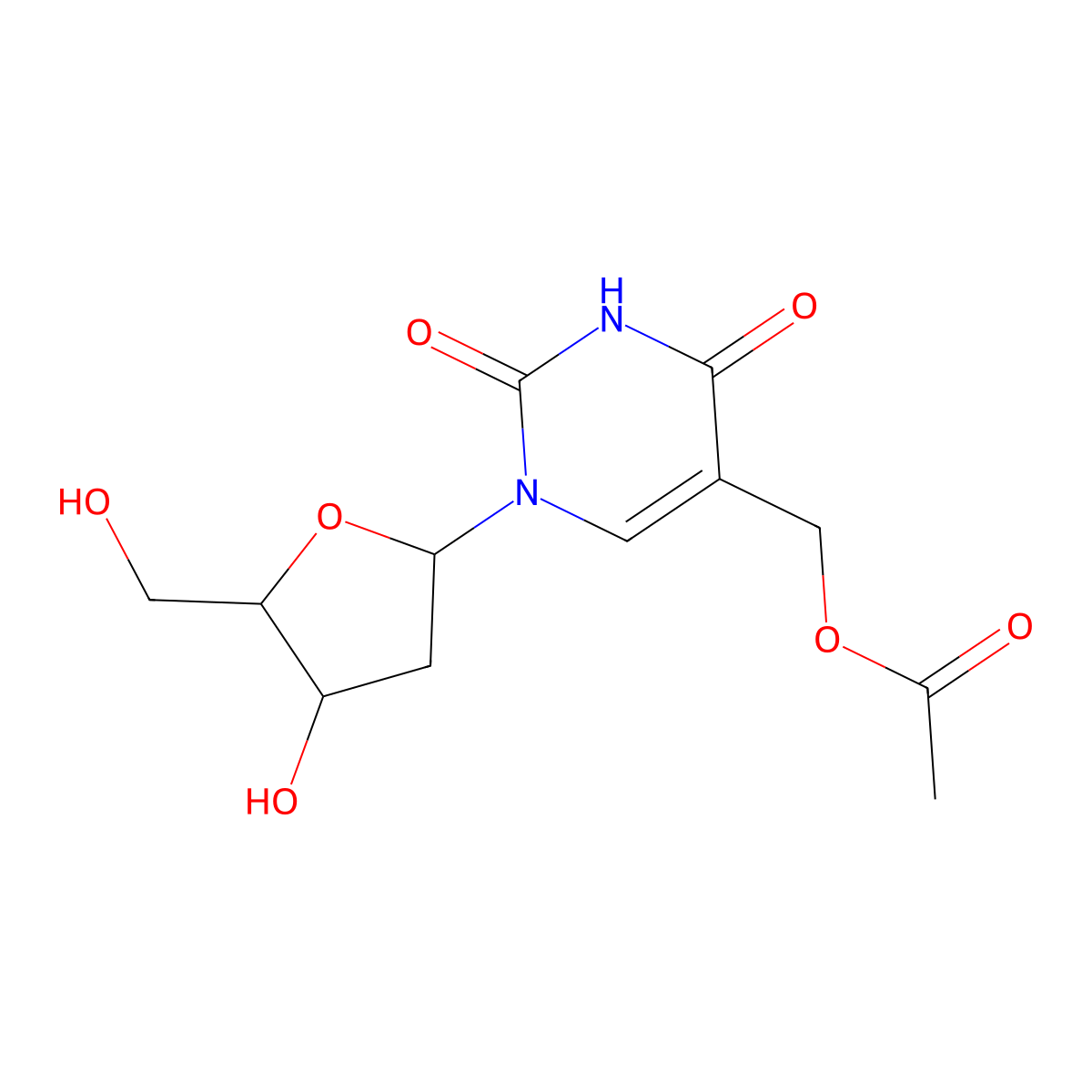 5-Acetoxymethyl-2'-deoxyuridine molecular structure, CAS 148380-55-6
