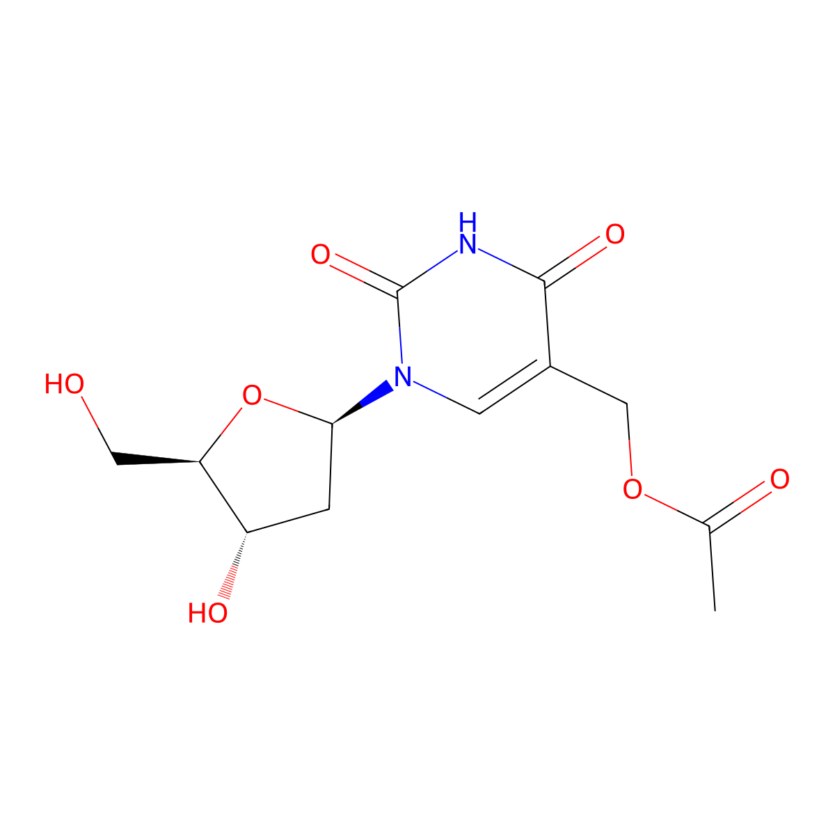 5-Acetoxymethyl-2'-deoxyuridine molecular structure, CAS 148380-55-6