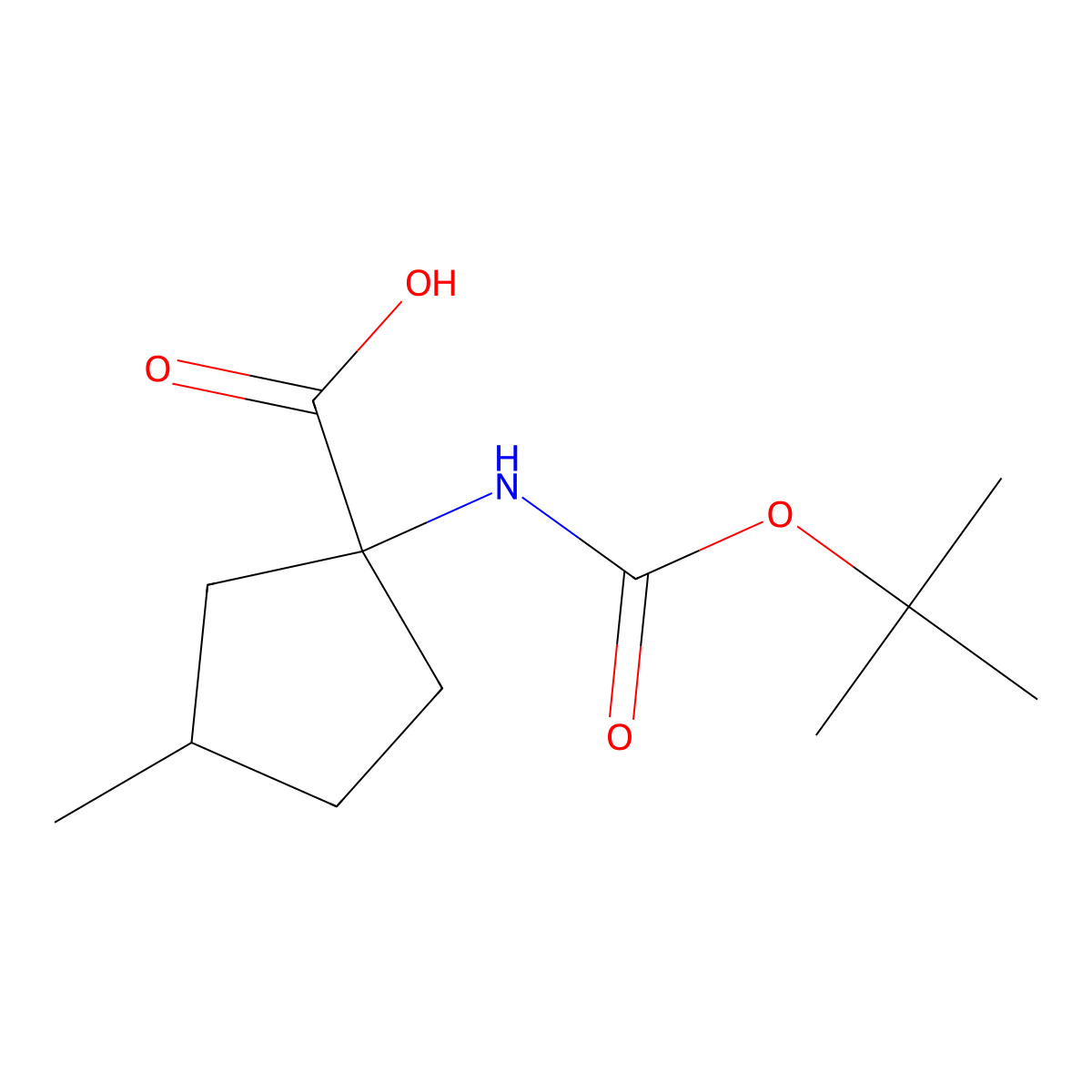 1-{[(Tert-butoxy)carbonyl]amino}-3-methylcyclopentane-1-carboxylic acid molecular structure, CAS 1483802-58-9