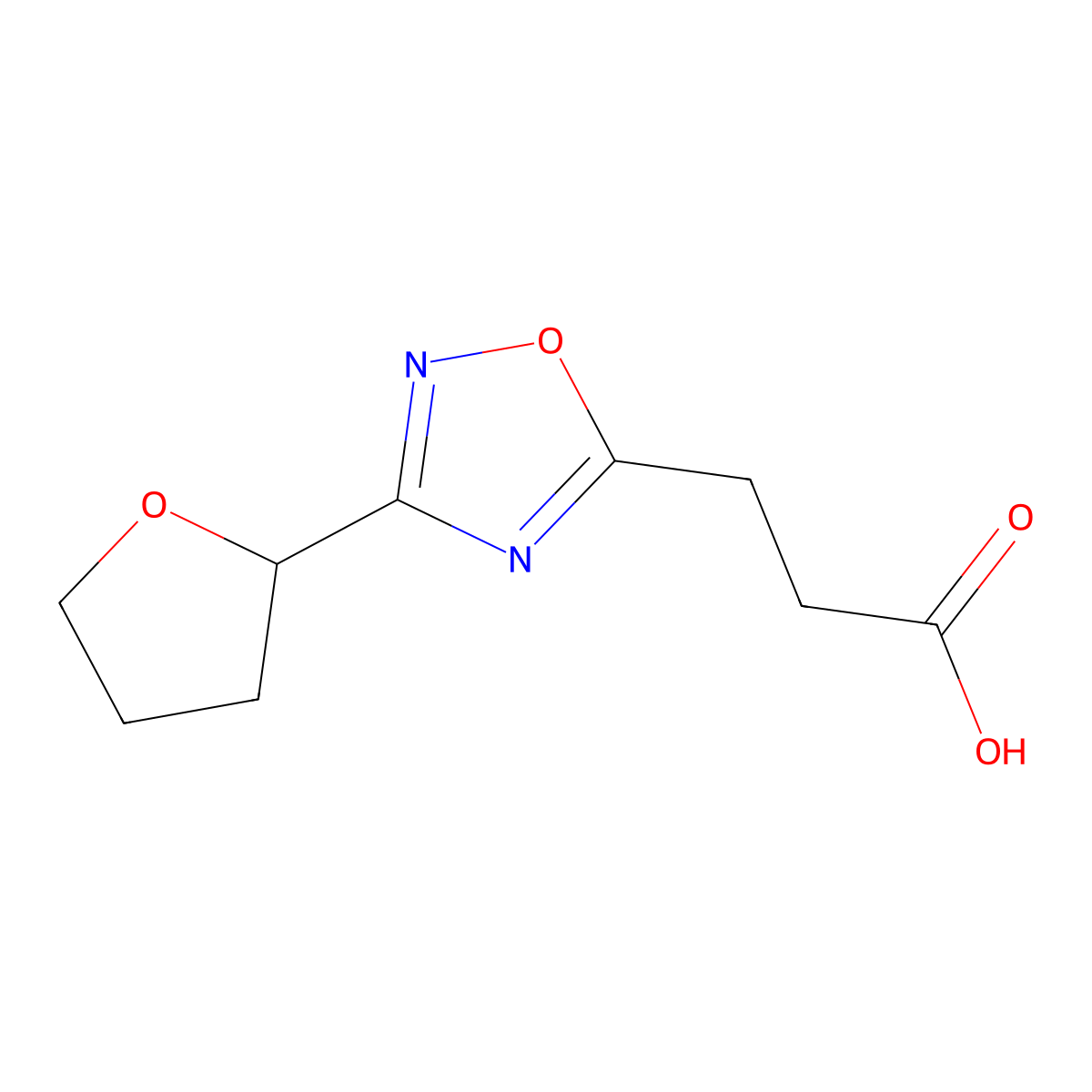 3-(3-(Tetrahydrofuran-2-yl)-1,2,4-oxadiazol-5-yl)propanoic acid molecular structure, CAS 1483807-06-2