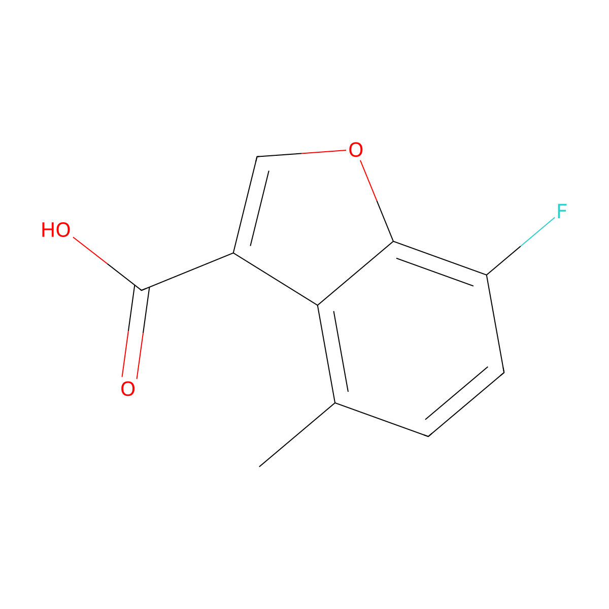 7-Fluoro-4-methyl-1-benzofuran-3-carboxylic acid molecular structure, CAS 1483807-67-5