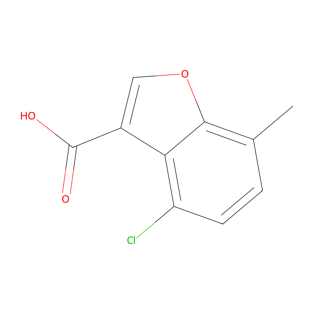 4-Chloro-7-methyl-1-benzofuran-3-carboxylic acid molecular structure, CAS 1483815-00-4