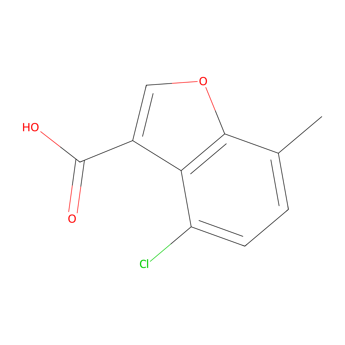 4-Chloro-7-methyl-1-benzofuran-3-carboxylic acid molecular structure, CAS 1483815-00-4