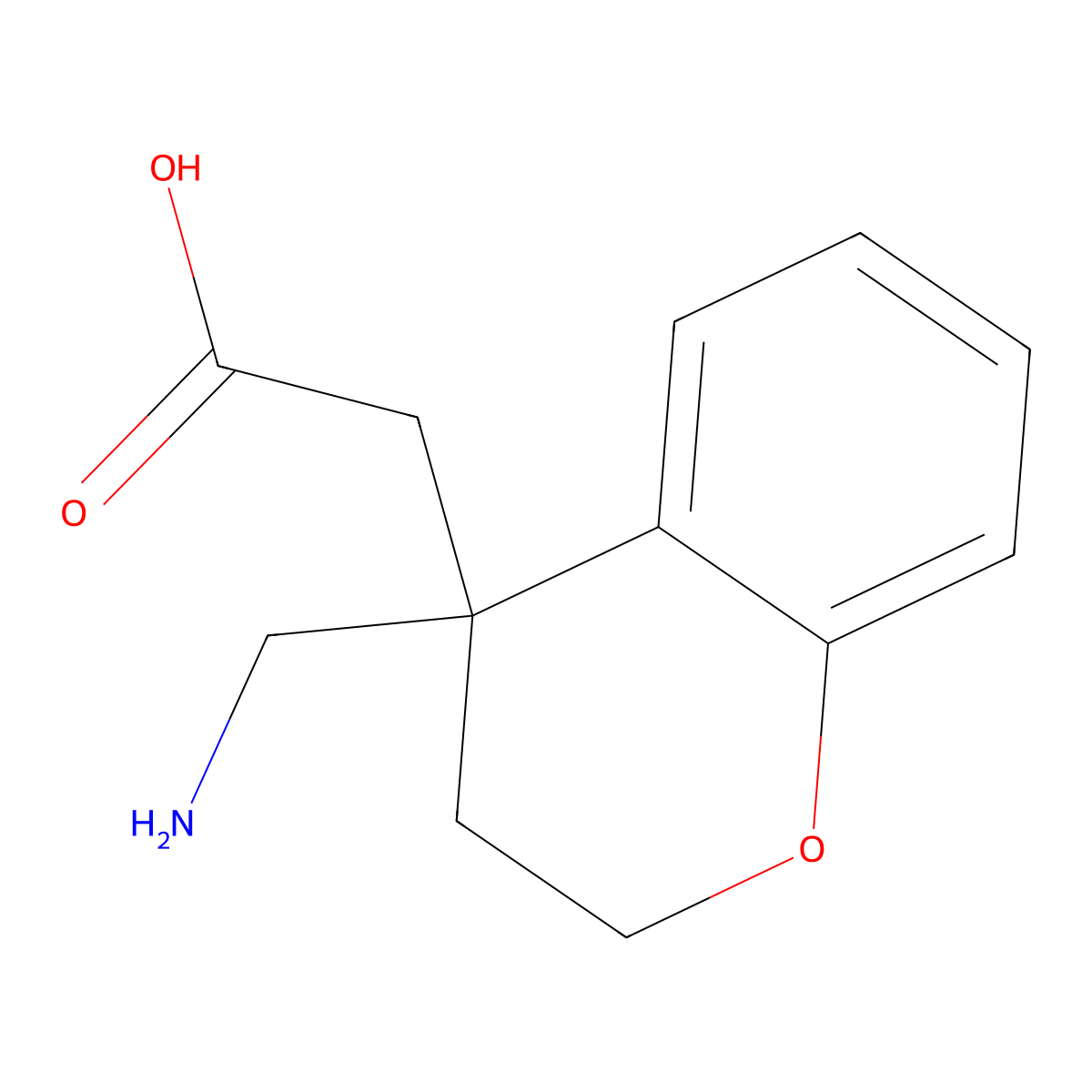2-[4-(aminomethyl)-3,4-dihydro-2H-1-benzopyran-4-yl]acetic acid molecular structure, CAS 1483817-04-4