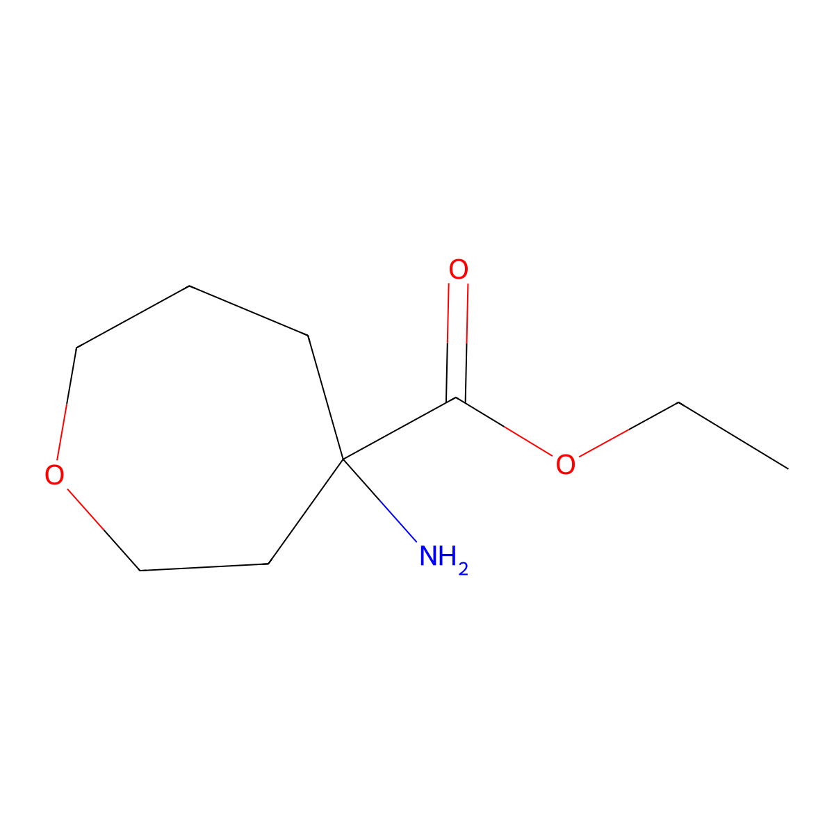 Ethyl 4-aminooxepane-4-carboxylate molecular structure, CAS 1483817-99-7