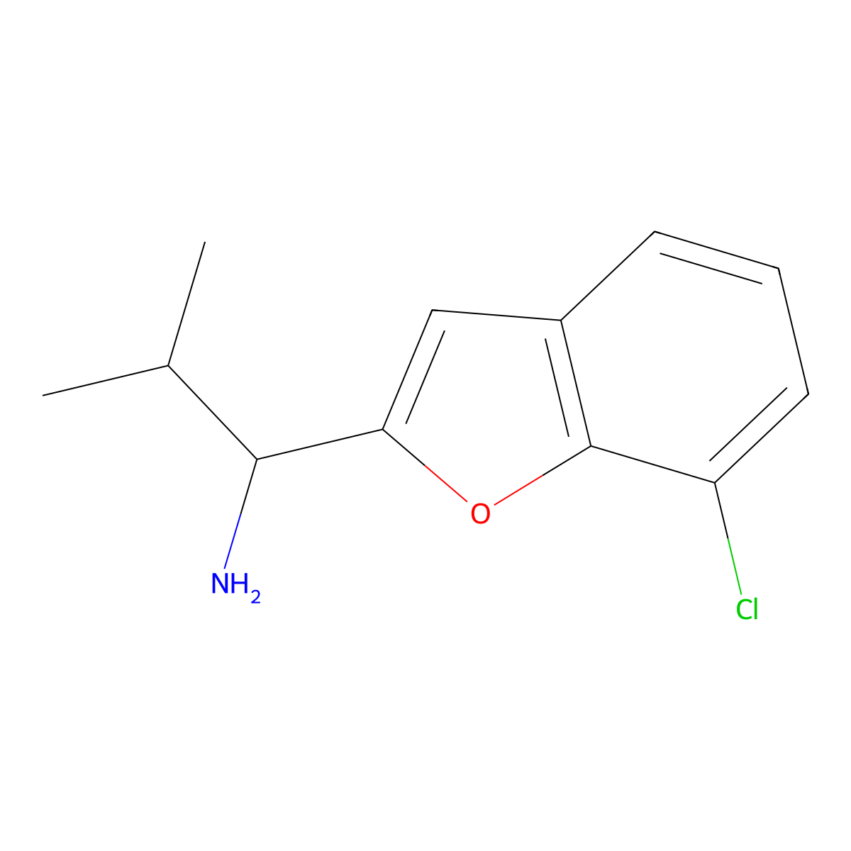 1-(7-Chlorobenzofuran-2-yl)-2-methylpropan-1-amine molecular structure, CAS 1483827-59-3