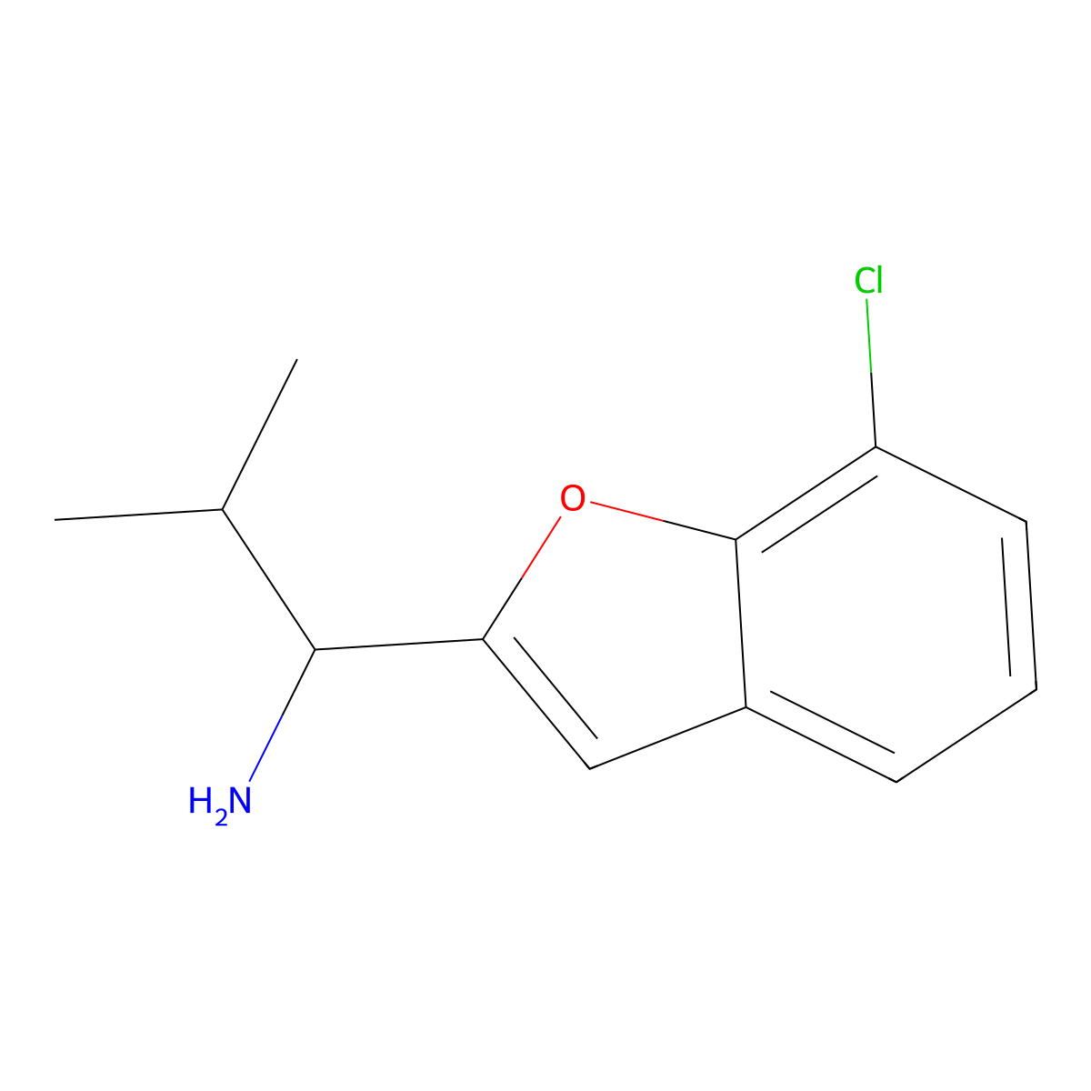 1-(7-Chlorobenzofuran-2-yl)-2-methylpropan-1-amine molecular structure, CAS 1483827-59-3