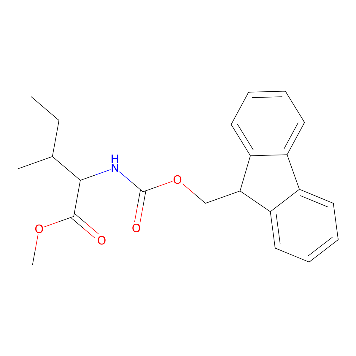 Methyl (((9H-fluoren-9-yl)methoxy)carbonyl)-L-isoleucinate molecular structure, CAS 148383-11-3