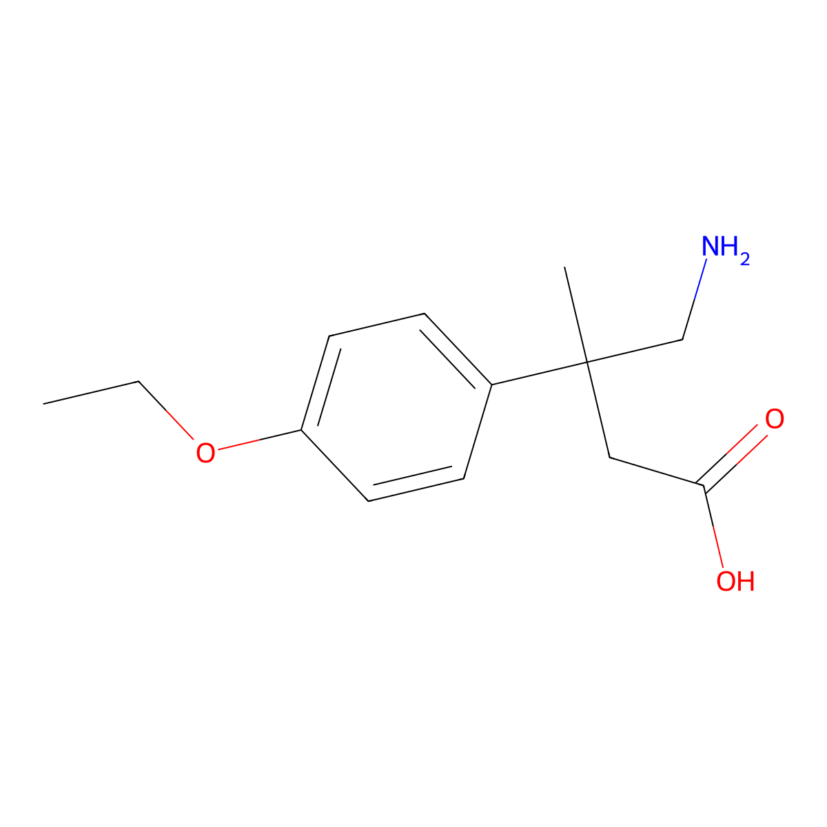 4-Amino-3-(4-ethoxyphenyl)-3-methylbutanoic acid molecular structure, CAS 1483876-59-0